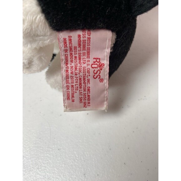 Russ Berrie 5” Black White Puppy Plush w/ Red Rose Small Valentine Gift Toy - Picture 14 of 16